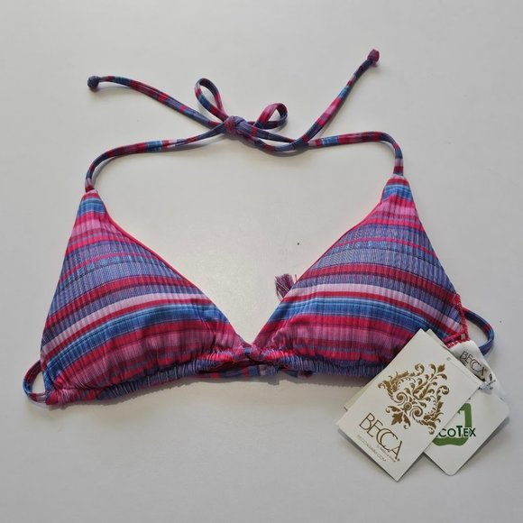 Becca Stripe Therapy Reversible Triangle Bikini Top - Picture 5 of 9